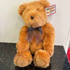 GUND Heads & Tales Plush Tan Bear -Fluffy Soft O5N86 Green Paisley Bow